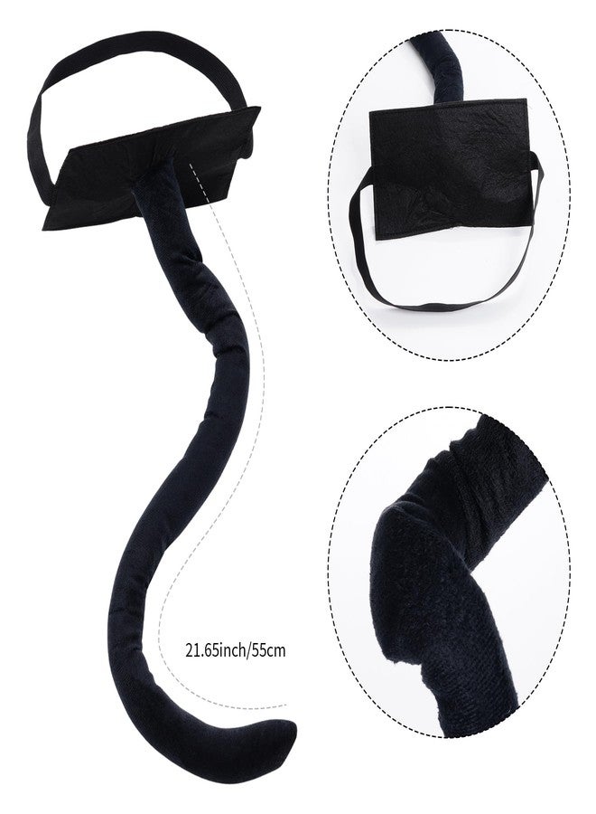obmwang 3 Pieces Black Cat Costume Cat Ears Headband Bowtie and Tail Set Fancy Animal Cosplay for Halloween Dress Up Party - Image 3